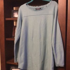 Aqua soft over sized dress sweat shirt. Cozy. Falls mid thigh